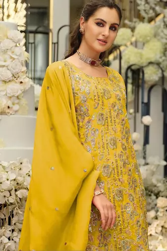 Women Ethnic Motifs Embroidered Regular Sequinned Kurta with Sharara & With Dupatta