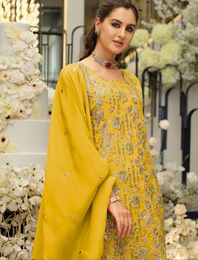 Women Ethnic Motifs Embroidered Regular Sequinned Kurta with Sharara & With Dupatta