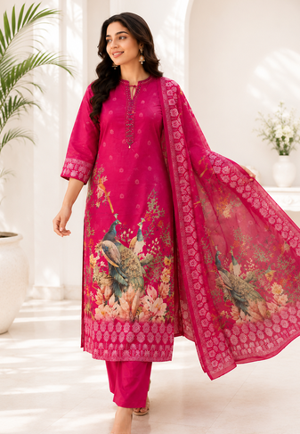 Peacock Bloom Kurta Set