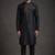 Black silk kurta set for men's
