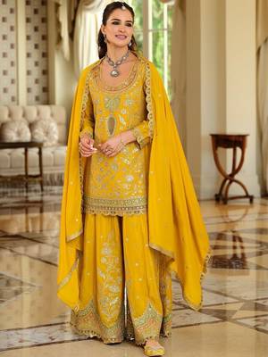 Women Ethnic Motifs Embroidered Regular Kurta with Sharara & With Dupatta 1