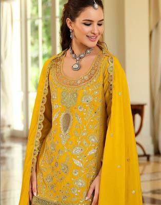 Women Ethnic Motifs Embroidered Regular Kurta with Sharara & With Dupatta 2
