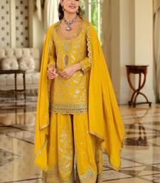 Women Ethnic Motifs Embroidered Regular Gotta Patti Kurta with Sharara & With Dupatta