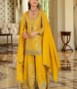 Women Ethnic Motifs Embroidered Regular Gotta Patti Kurta with Sharara & With Dupatta