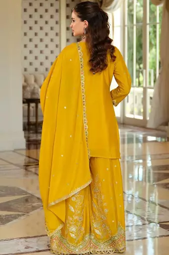 Women Ethnic Motifs Embroidered Regular Gotta Patti Kurta with Sharara & With Dupatta