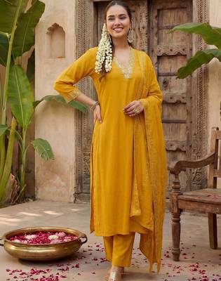 Women Regular Gotta Patti Kurta with Trousers & With Dupatta 1
