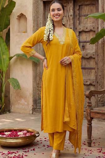 Women Regular Gotta Patti Kurta with Trousers & With Dupatta