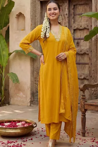 Women Regular Gotta Patti Kurta with Trousers & With Dupatta