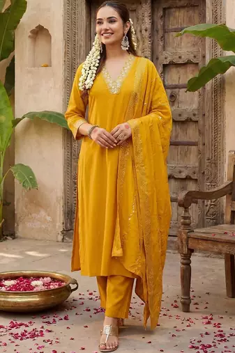 Women Regular Gotta Patti Kurta with Trousers & With Dupatta