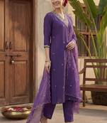 Ethnic Motifs Embroidered Regular Gotta Patti Kurta with Trousers & With Dupatta