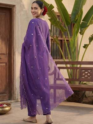 Ethnic Motifs Embroidered Regular Gotta Patti Kurta with Trousers & With Dupatta 3