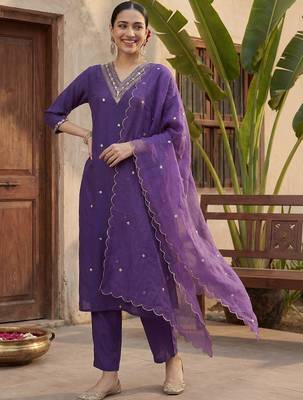 Ethnic Motifs Embroidered Regular Gotta Patti Kurta with Trousers & With Dupatta 6