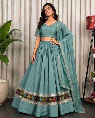 Luxury Aqua Blue Ethnic Navratri Lehenga Choli Collection 2