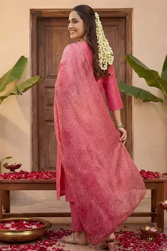 Women Ethnic Motifs Embroidered Regular Kurta with Trousers & With Dupatta