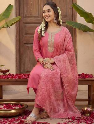 Women Ethnic Motifs Embroidered Regular Kurta with Trousers & With Dupatta 7
