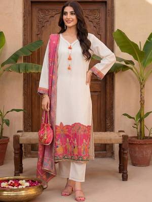 Women Ethnic Motifs Regular Gotta Patti Kurta with Trousers & With Dupatta 1