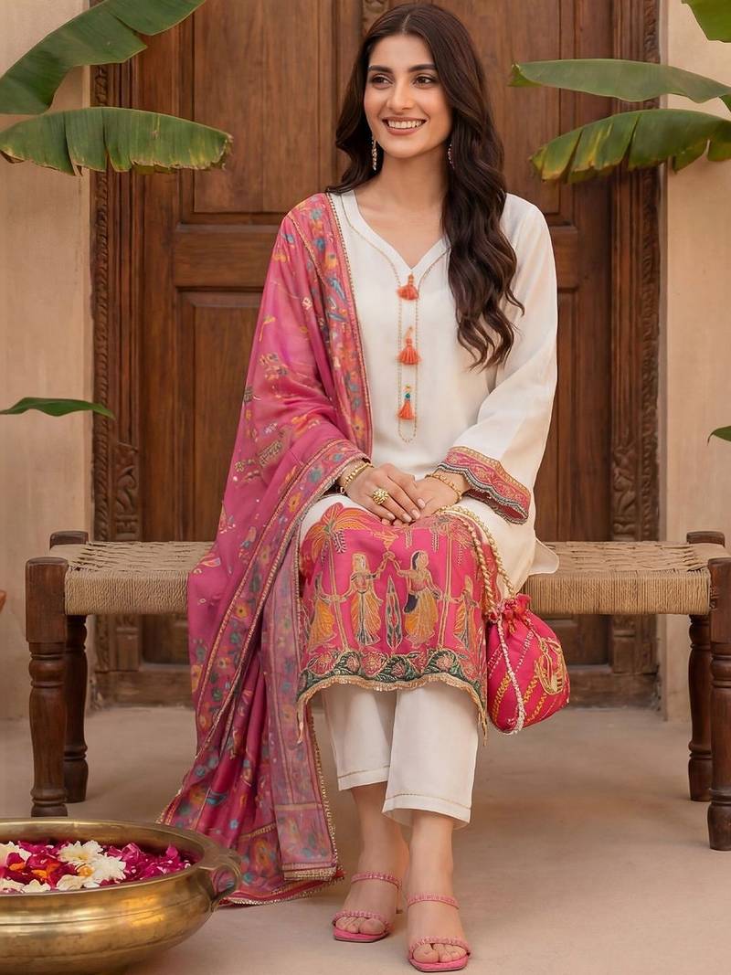 Women Ethnic Motifs Regular Gotta Patti Kurta with Trousers & With Dupatta