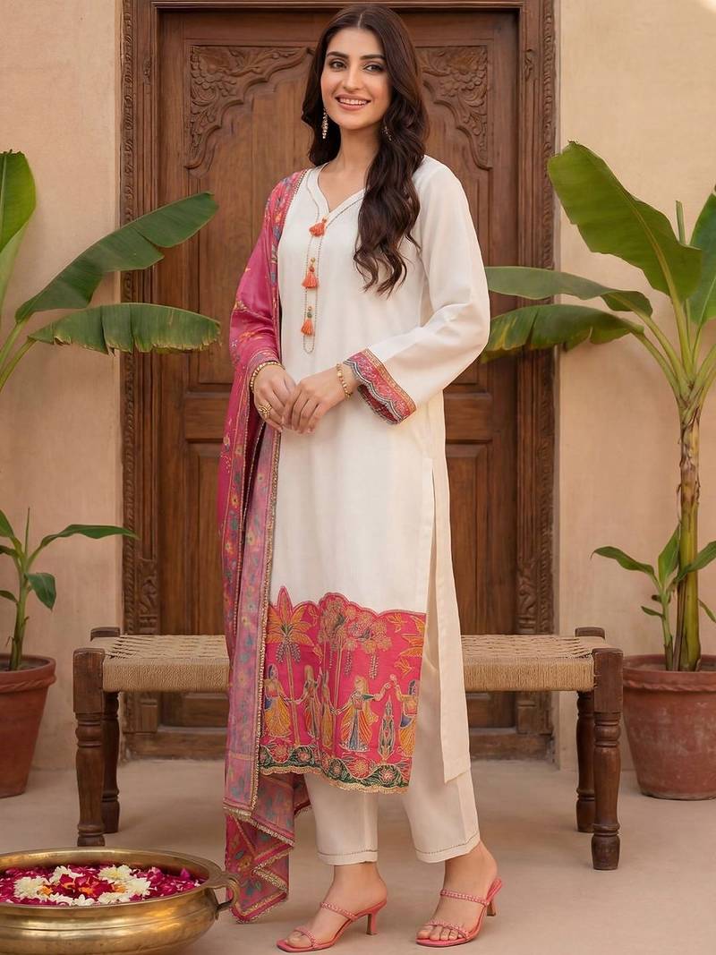 Women Ethnic Motifs Regular Gotta Patti Kurta with Trousers & With Dupatta