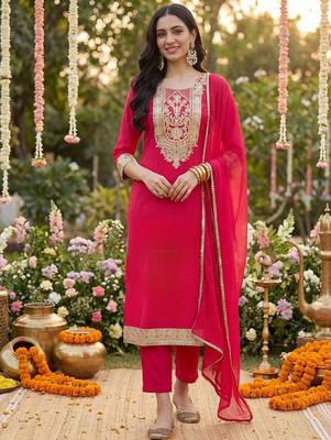Women Ethnic Motifs Printed Regular Kurta with Trousers & With Dupatta 1