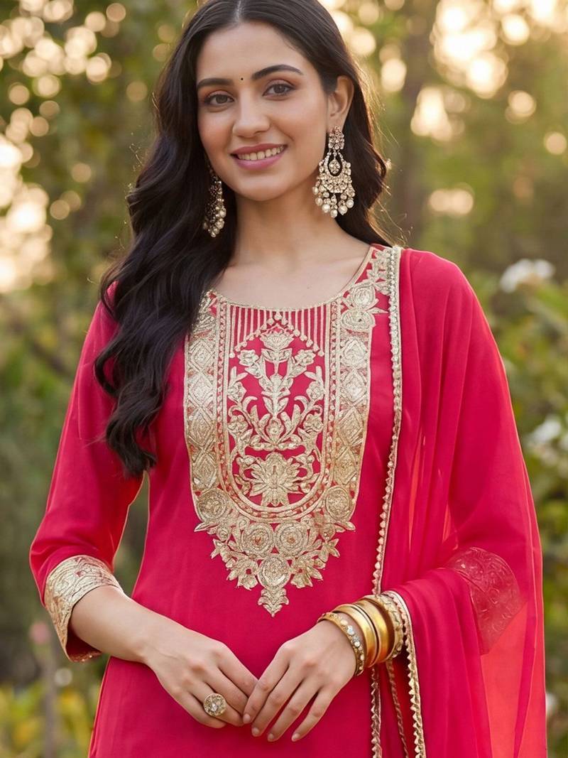 Women Ethnic Motifs Printed Regular Kurta with Trousers & With Dupatta