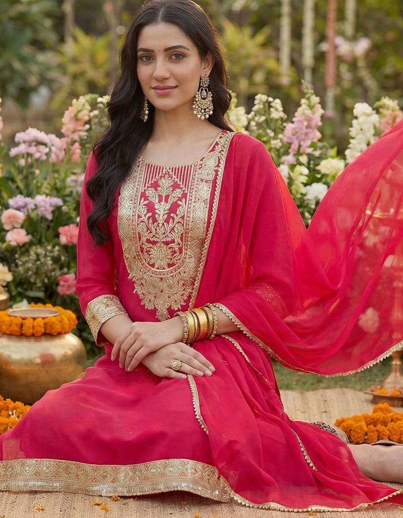 Women Ethnic Motifs Printed Regular Kurta with Trousers & With Dupatta