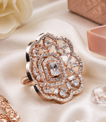 Rose Gold Finish CZ Stone Adjustable Ring