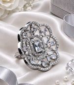 Rhodium finish cz stone adjustable ring