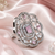 Rhodium finish pink cz stone adjustable ring