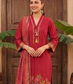 Women Ethnic Motifs Printed Regular Thread Work Kurta with Trousers & With Dupatta