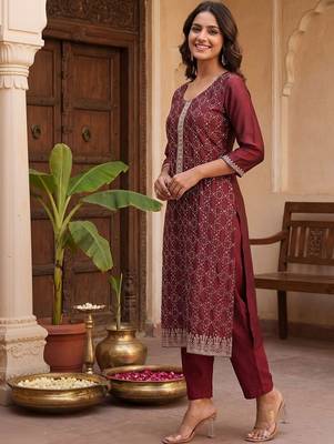 Women Ethnic Motifs Embroidered Regular Kurta with Trousers & With Dupatta 2