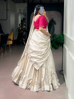 Women's Poly Kanjivaram Zari Weaving Half Saree Lehenga Set 3