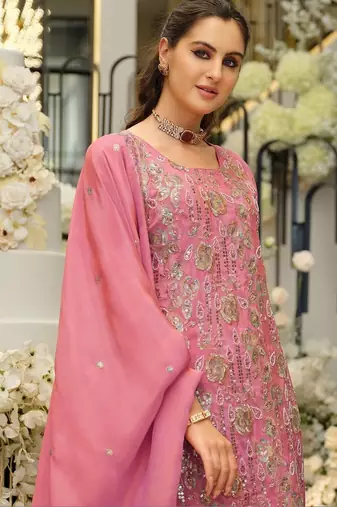 Women Ethnic Motifs Embroidered Regular Sequinned Kurta with Sharara & With Dupatta