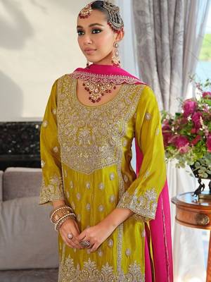 Women Ethnic Motifs Embroidered Panelled Thread Work Kurta with Palazzos & With Dupatta 2