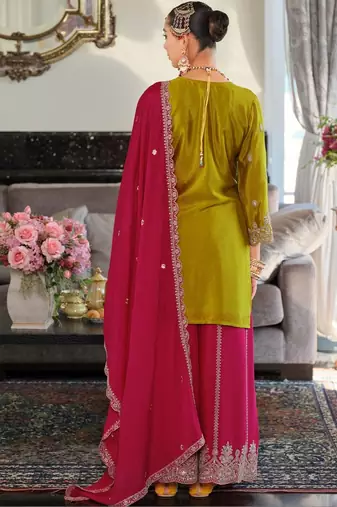 Women Ethnic Motifs Embroidered Panelled Thread Work Kurta with Palazzos & With Dupatta