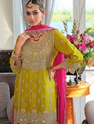 Women Ethnic Motifs Embroidered Panelled Thread Work Kurta with Palazzos & With Dupatta 4
