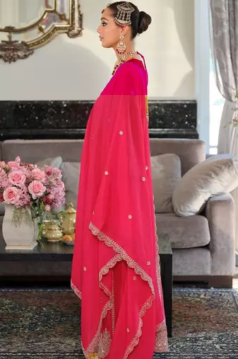 Women Ethnic Motifs Embroidered Panelled Thread Work Kurta with Palazzos & With Dupatta