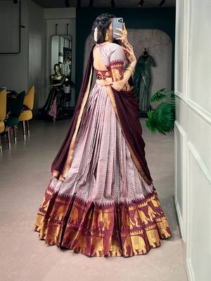 Women's Poly Cotton Zari Woven Lehenga Choli with Georgette Dupatta 3