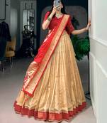 Women's Kanchipuram Silk Zari Woven Lehenga Choli with Paithani Jacquard Dupatta.