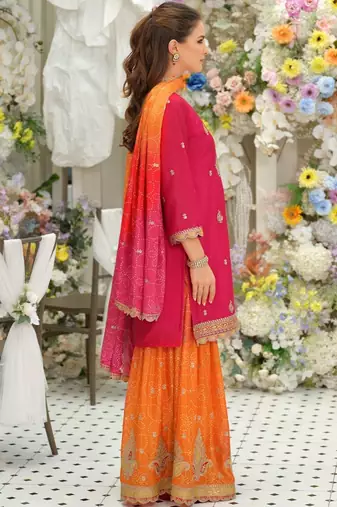 Women Ethnic Motifs Embroidered Regular Thread Work Kurta with Sharara & With Dupatta