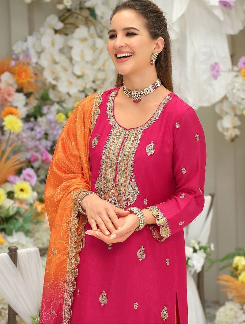 Women Ethnic Motifs Embroidered Regular Thread Work Kurta with Sharara & With Dupatta