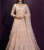 Peach Butterfly Net Heavy Embroidery With Stone Work