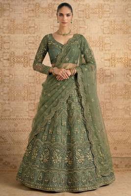 Mehendi Butterfly Net Heavy Embroidery With Stone Work 1