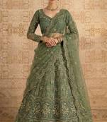 Mehendi Butterfly Net Heavy Embroidery With Stone Work