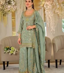 Women Ethnic Motifs Embroidered Regular Mirror Work Kurta with Sharara & With Dupatta