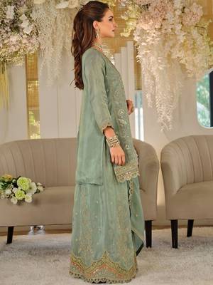 Women Ethnic Motifs Embroidered Regular Mirror Work Kurta with Sharara & With Dupatta 3
