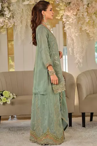 Women Ethnic Motifs Embroidered Regular Mirror Work Kurta with Sharara & With Dupatta