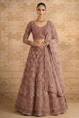 Mauve Butterfly Net Heavy Embroidery With Stone Work 1