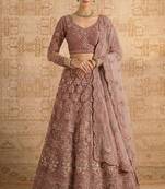 Mauve Butterfly Net Heavy Embroidery With Stone Work