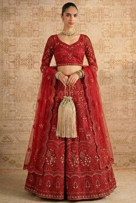 Red Butterfly Net Heavy Embroidery With Stone Work 1
