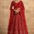 Red Butterfly Net Heavy Embroidery With Stone Work